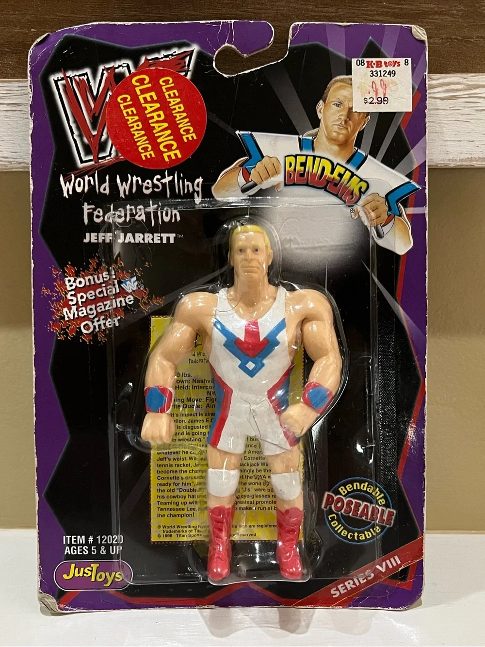 WWF/ WWE Jeff Jarrett Bend Em Action Figure Wrestling Toy
